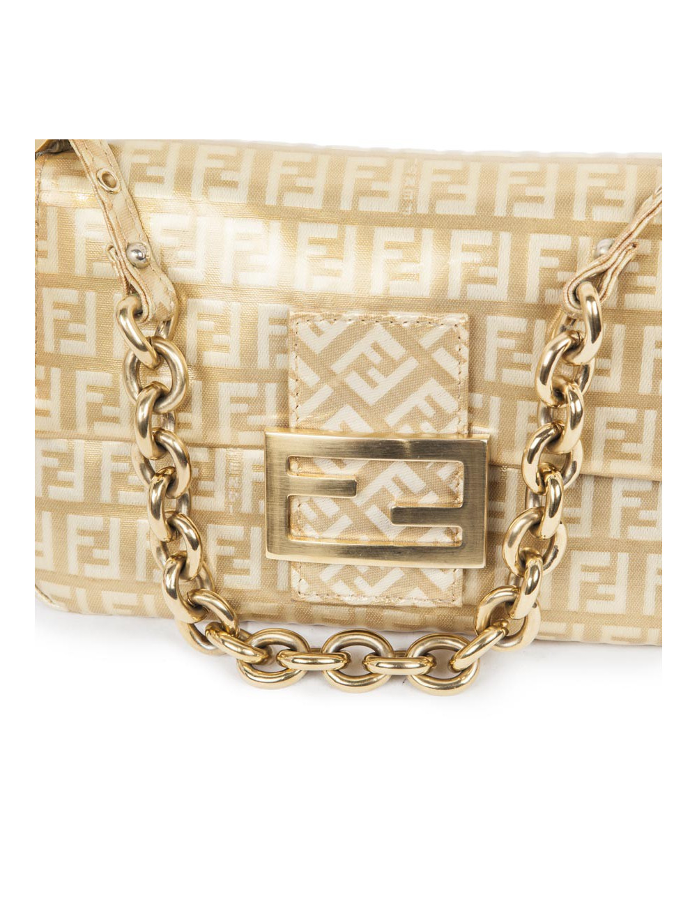Sac FENDImonogram doré verni