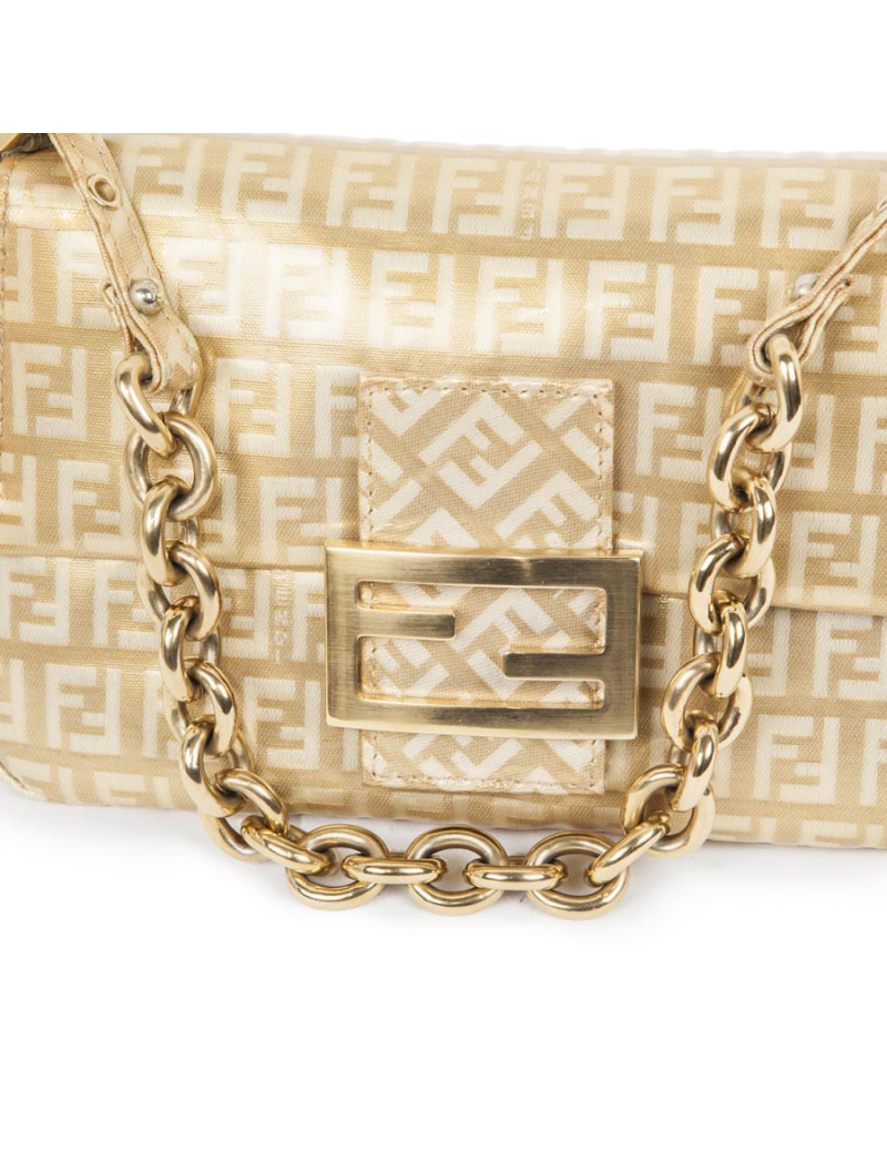 Sac FENDImonogram doré verni