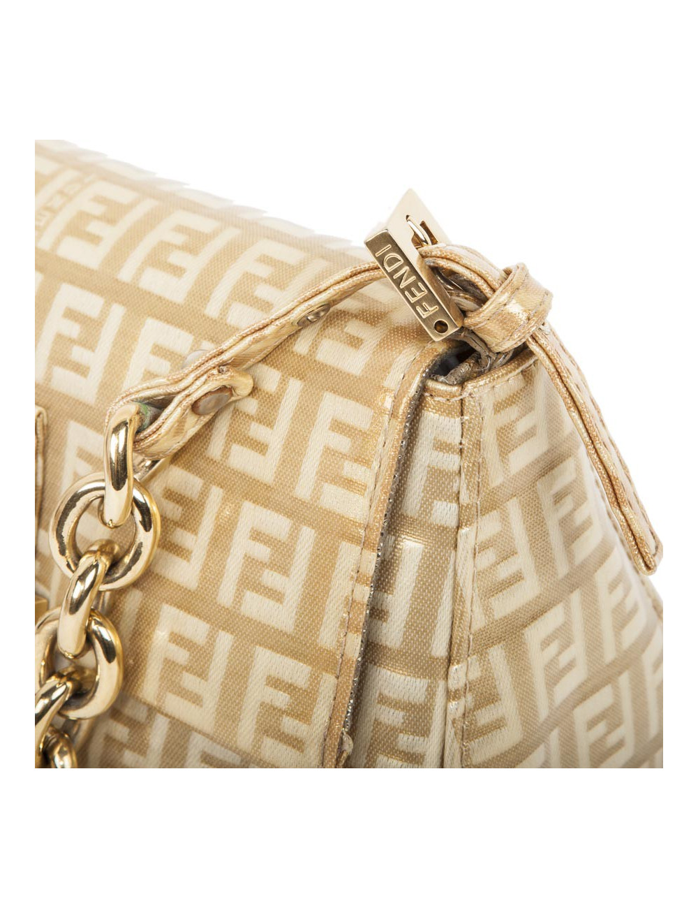 Sac FENDImonogram doré verni