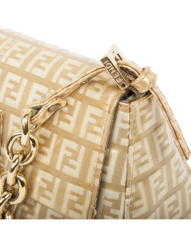 Sac FENDImonogram doré verni
