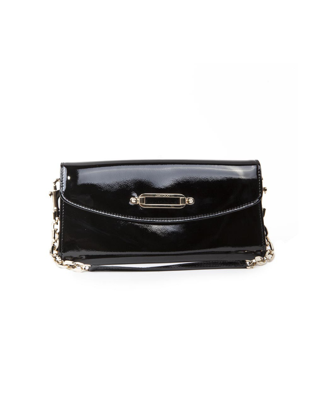 JIMMY CHOO Black patent leather clutch