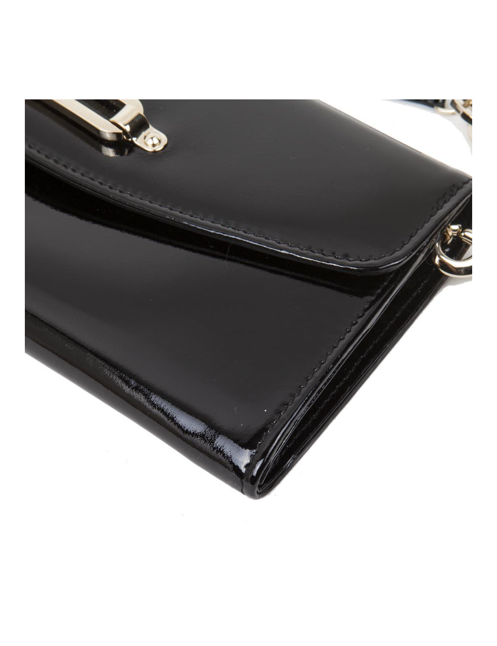 JIMMY CHOO Black patent leather clutch