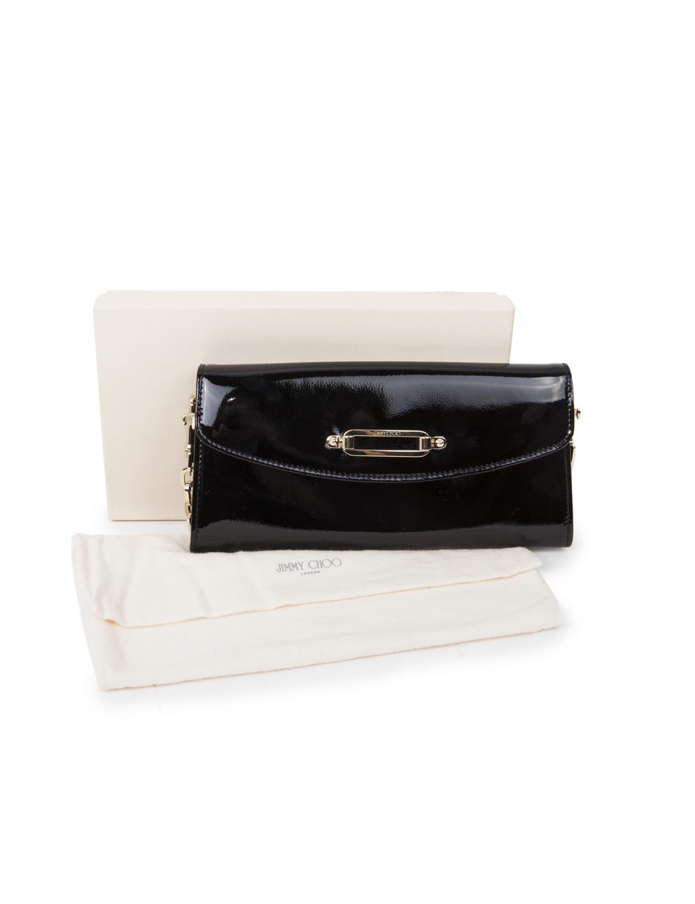 JIMMY CHOO Black patent leather clutch