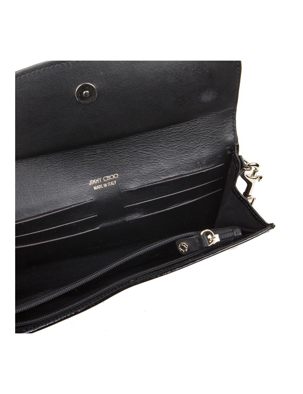 JIMMY CHOO Black patent leather clutch