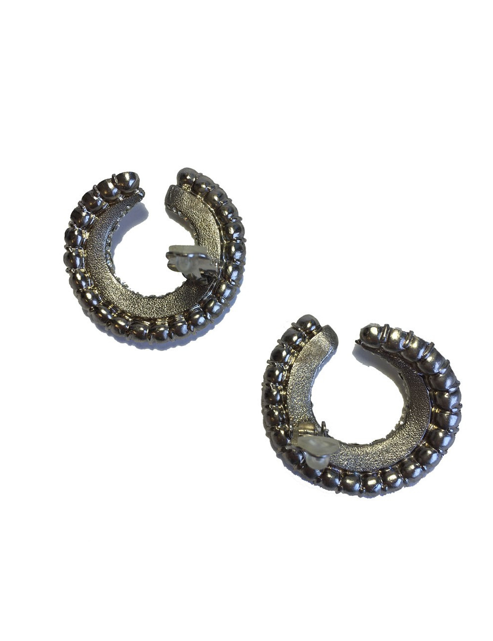 Boucles d'oreille clips sans marque en métal argenté et strass