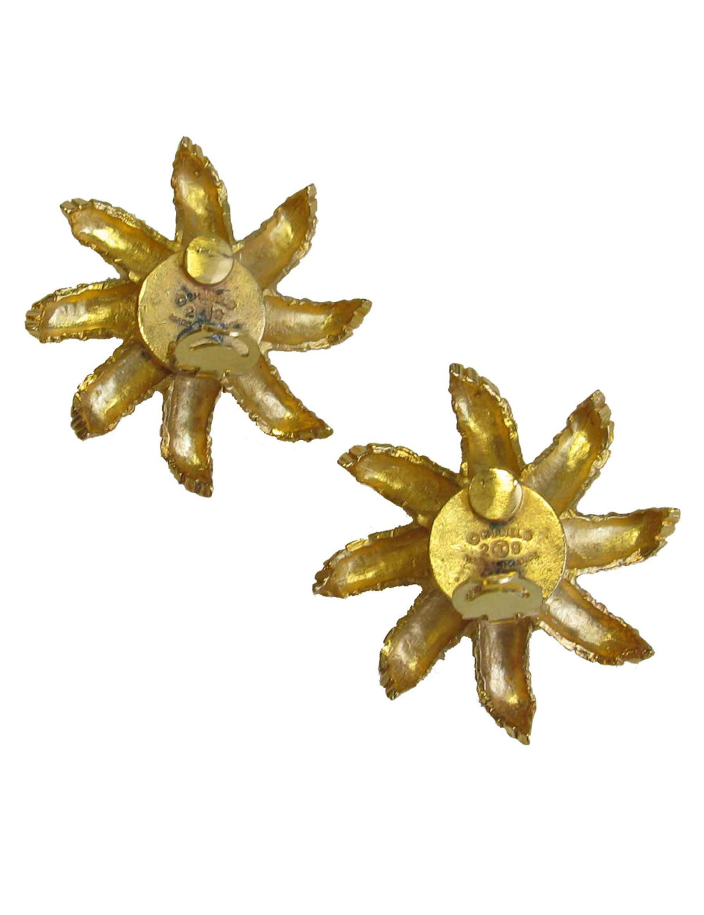 CHANEL clip-on earrings ear of wheat crown in gilded metal and pearl