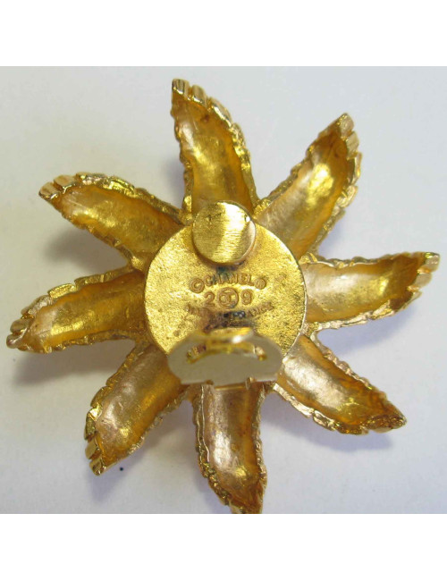 Boucles d'oreille clips CHANEL épis de blé en métal doré et perle nacrée