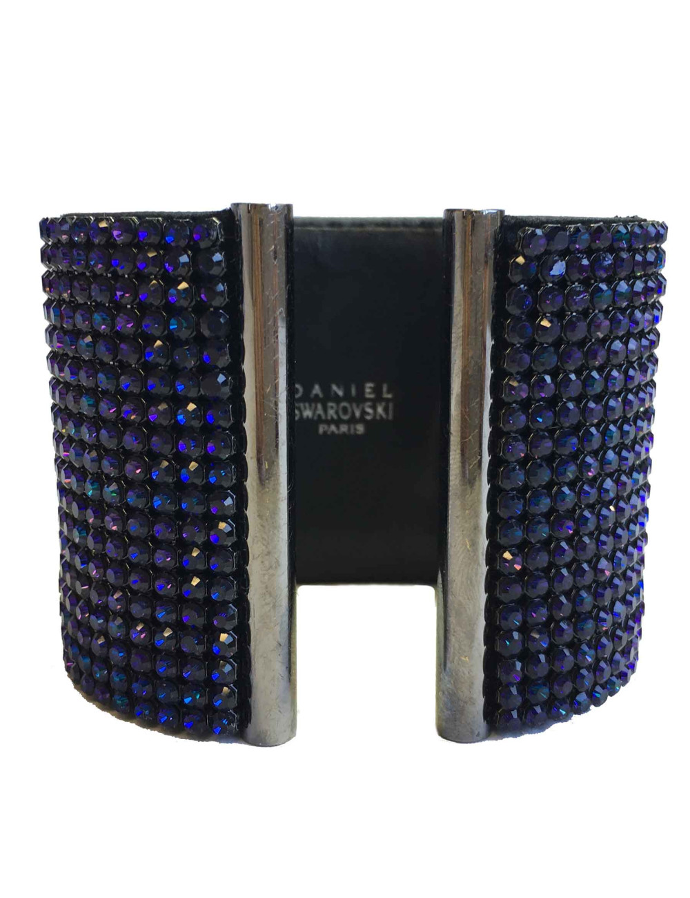 Manchette DANIEL SWAROVSKI sur crystal mesh violet foncé