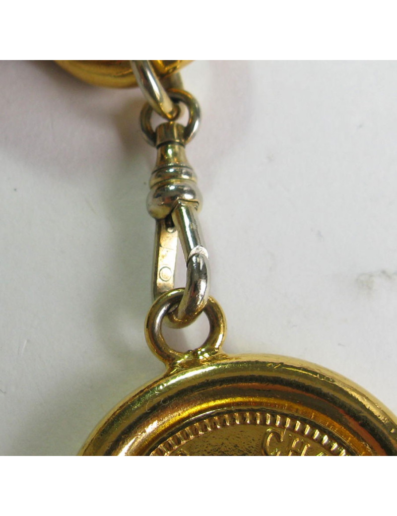 Ceinture CHANEL en chaine dorée et cuir noir vintage 