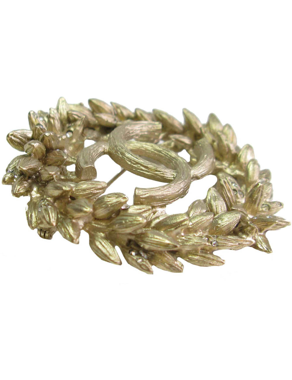 Broche CHANEL Epi de blé en métal doré or mat et strass