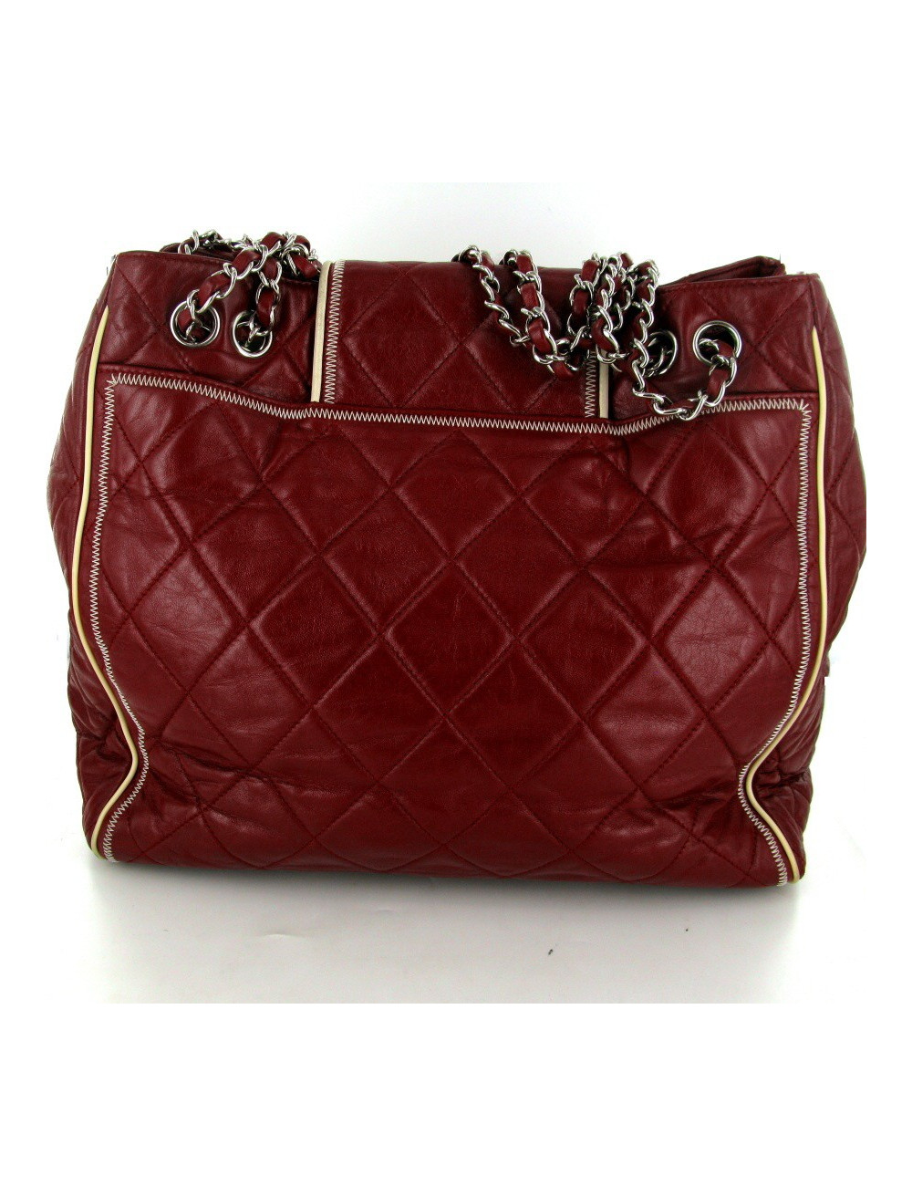 Sac CHANEL cuir matelassé bordeau