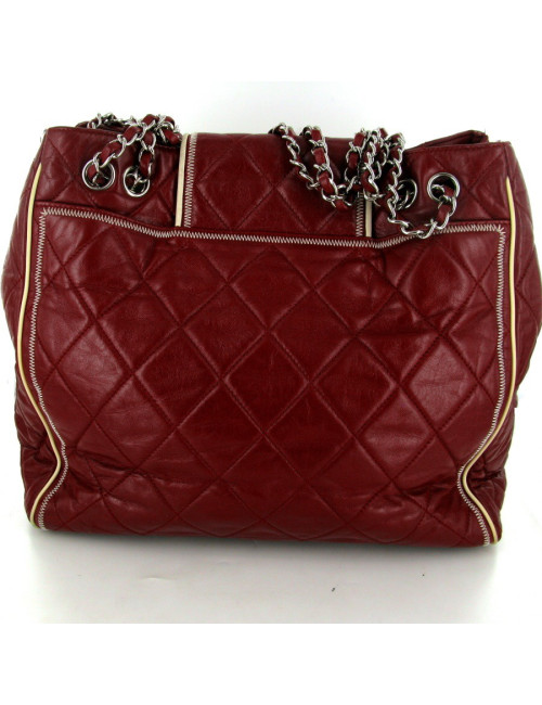 Sac CHANEL cuir matelassé bordeau