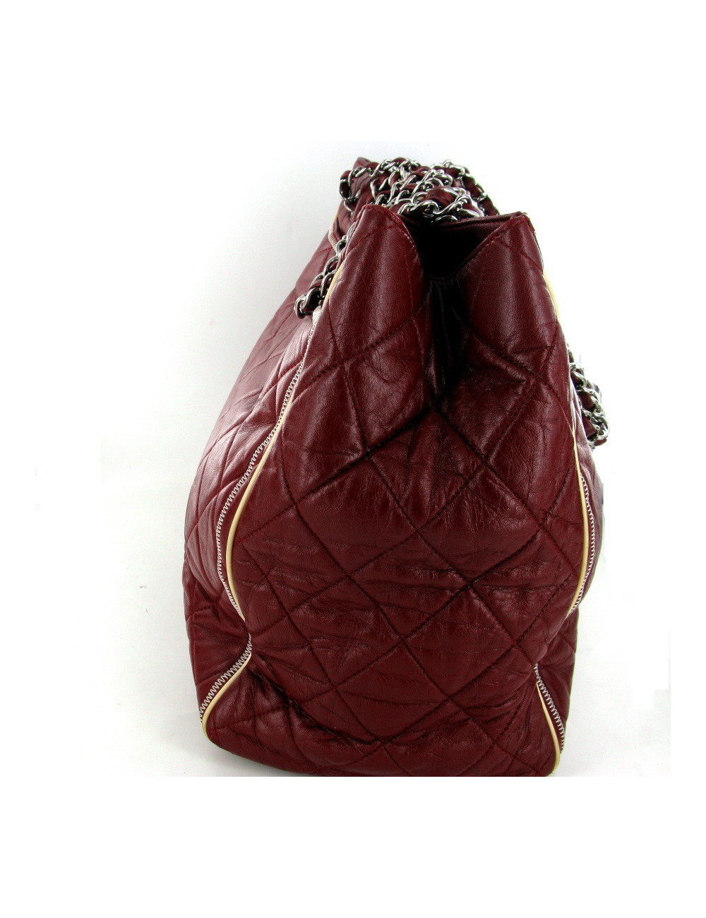 Sac CHANEL cuir matelassé bordeau