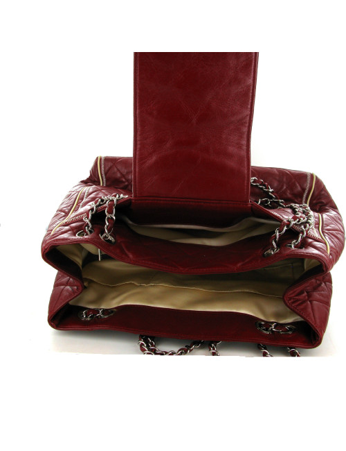 Sac CHANEL cuir matelassé bordeau