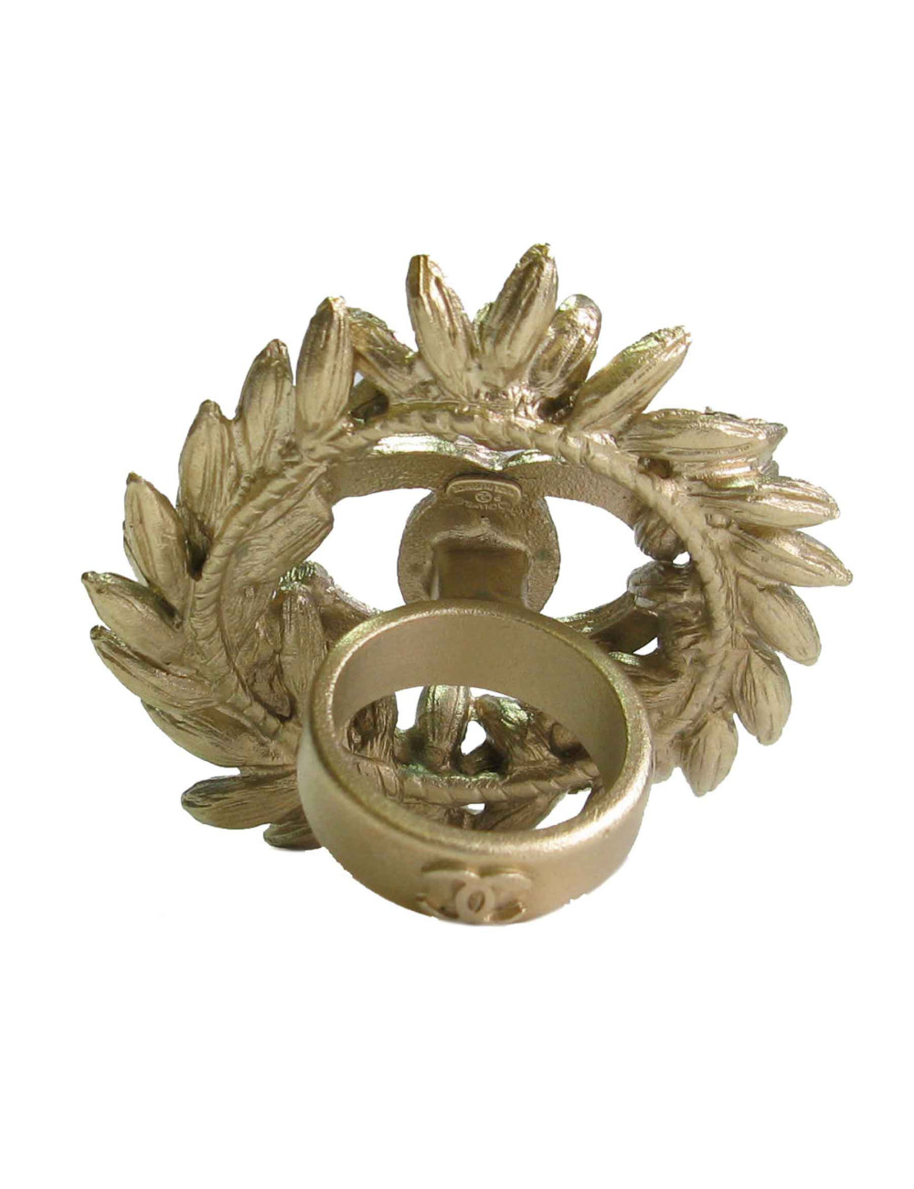 Bague CHANEL T53 épi de blé en métal doré or mat et brillants