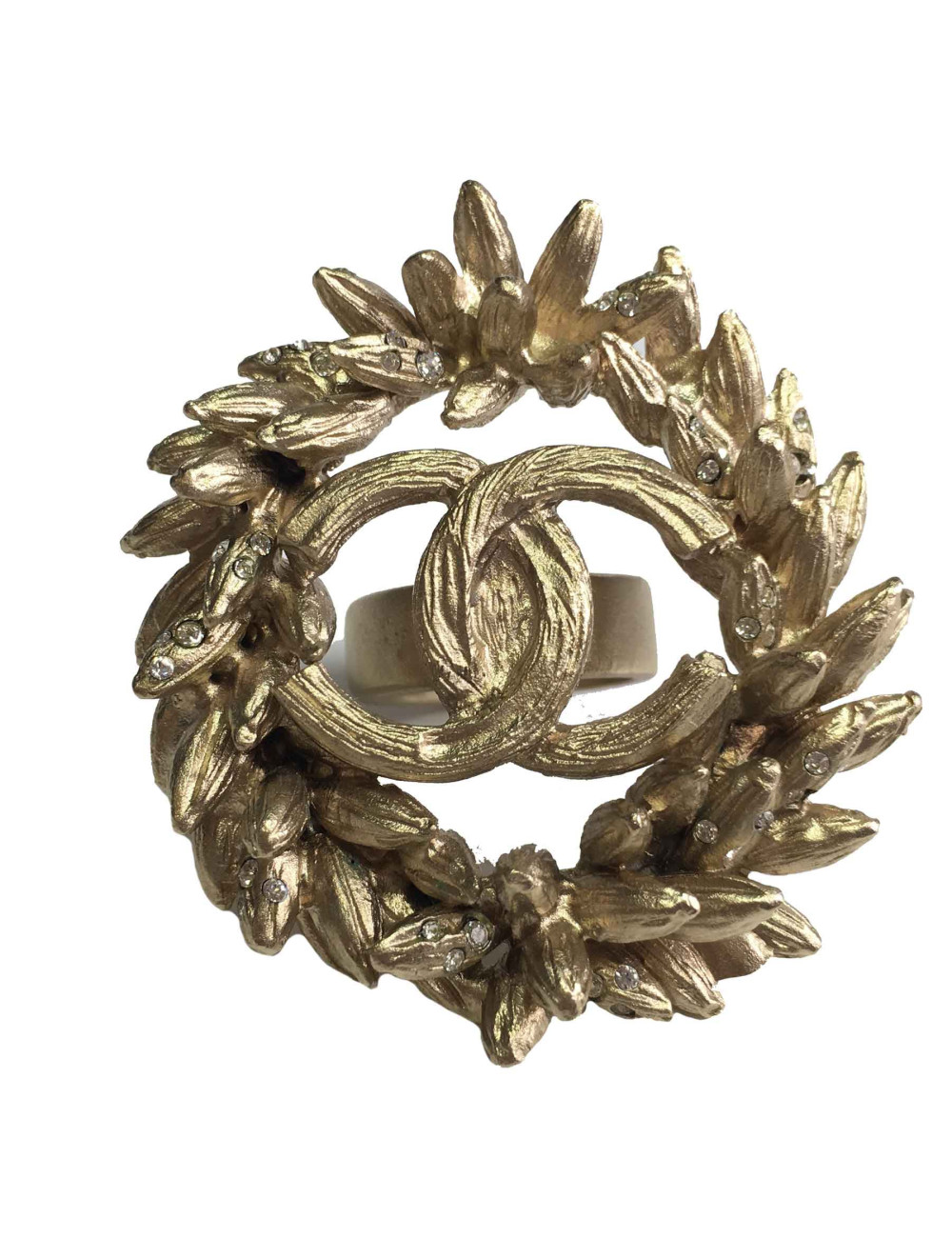 CHANEL crown ear of wheat ring in gilded metal size 53FR