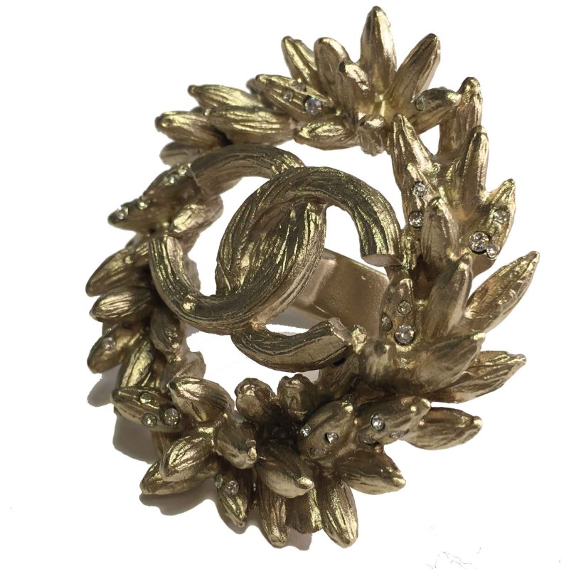 CHANEL crown ear of wheat ring in gilded metal size 53FR - VALOIS VINTAGE  PARIS