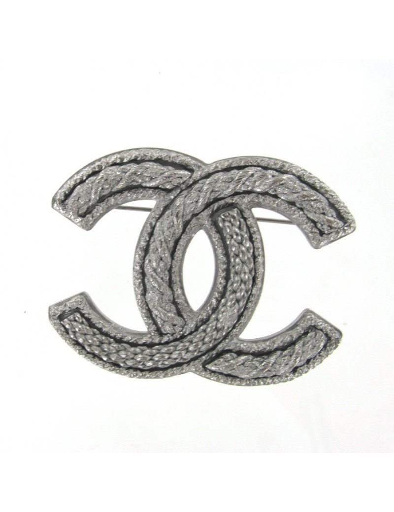 Grande broche CC argent CHANEL