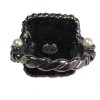  CHANEL ring in ruthénium, black resin and pearls Size 52FR
