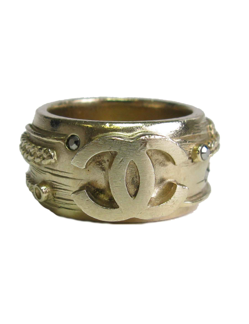 CHANEL ring in gilded metal with brilliants Size 54 FR