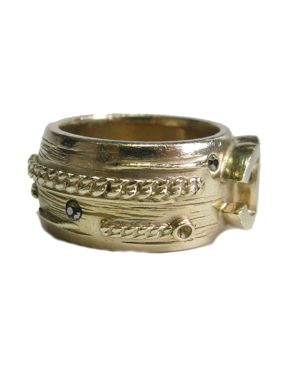 Bague CHANEL T54 en métal doré avec CC 