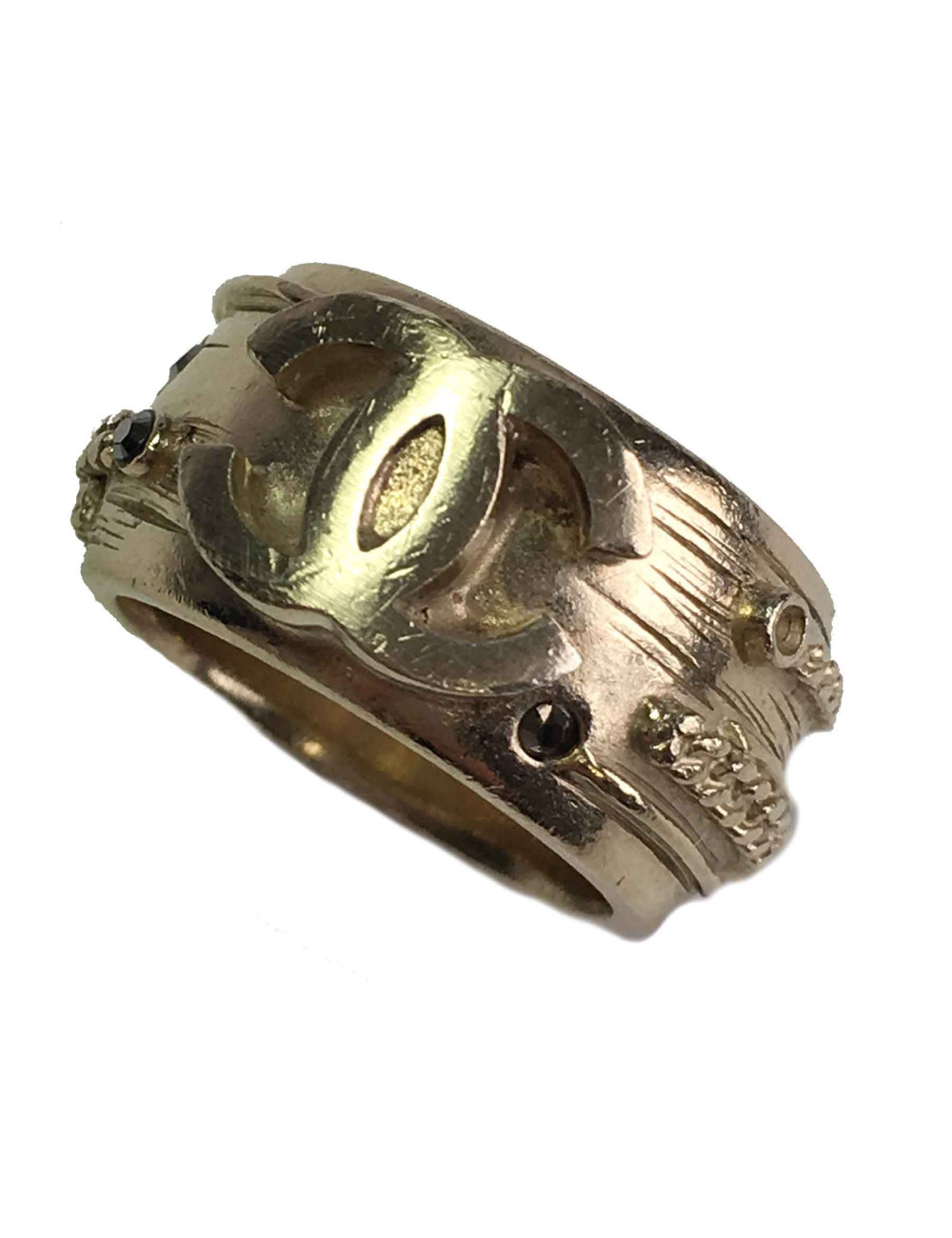 CHANEL ring in gilded metal with brilliants Size 54 FR