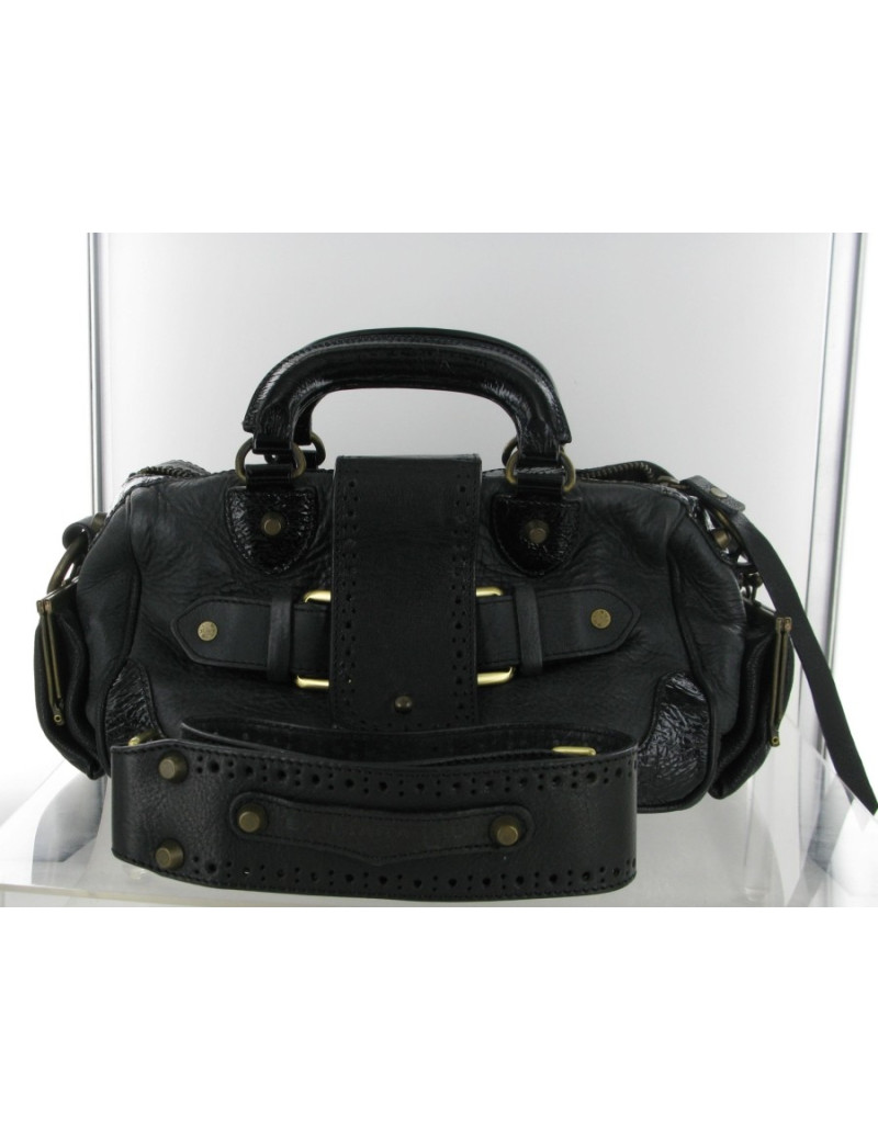 Sac BARBARA BUI en cuir et cuir vernis noir