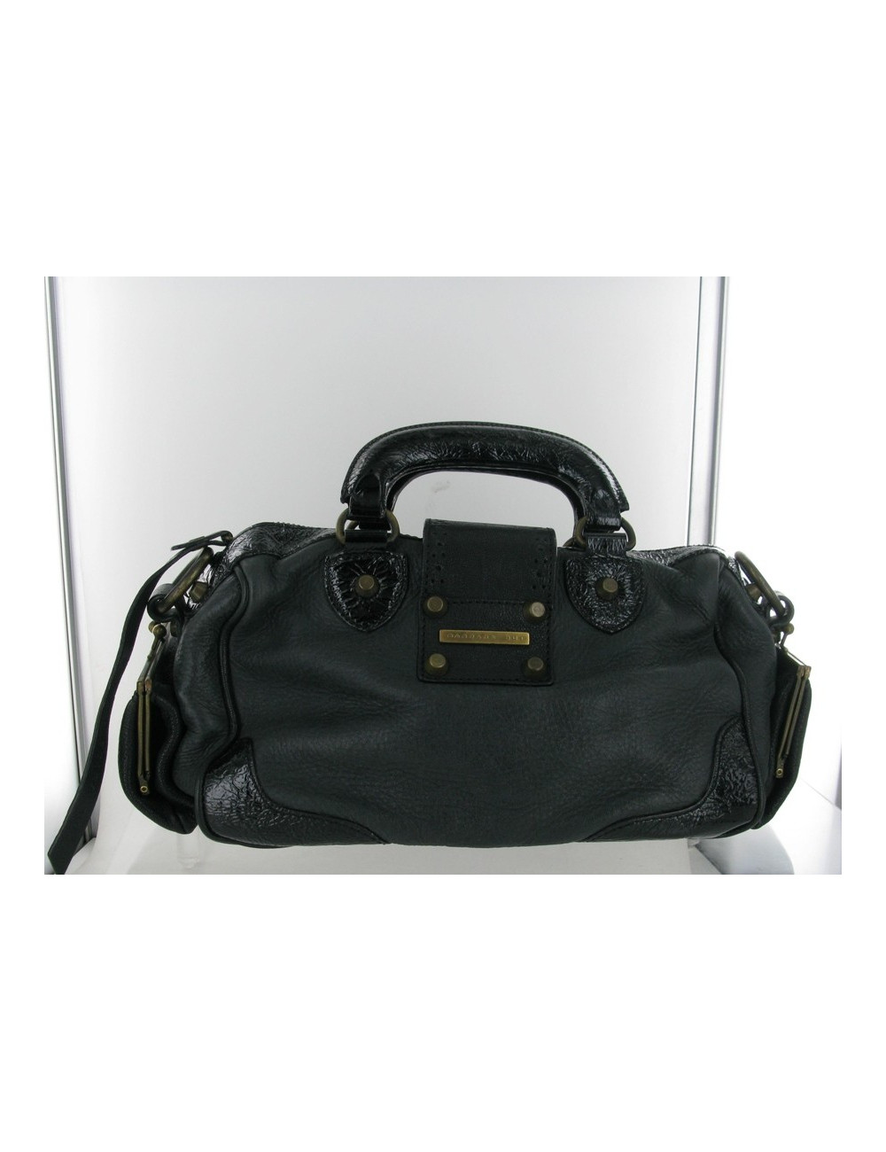Sac BARBARA BUI en cuir et cuir vernis noir