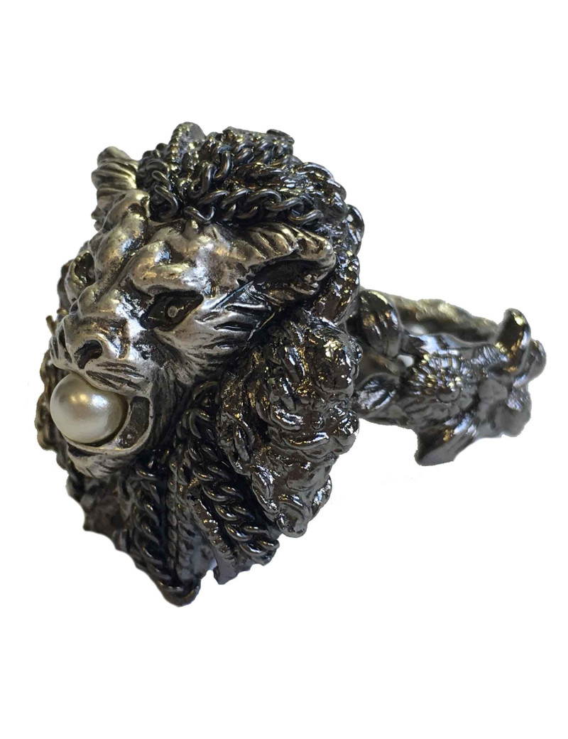 xxx Bague CHANEL T56 "Paris-Venise" en ruthénium et perle nacrée