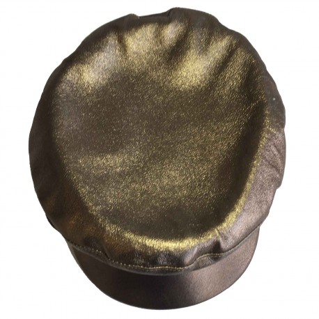 Casquette HERMES T 58 cuir doré bronze