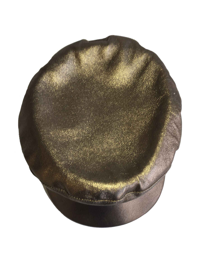 Casquette HERMES T 58 cuir doré bronze