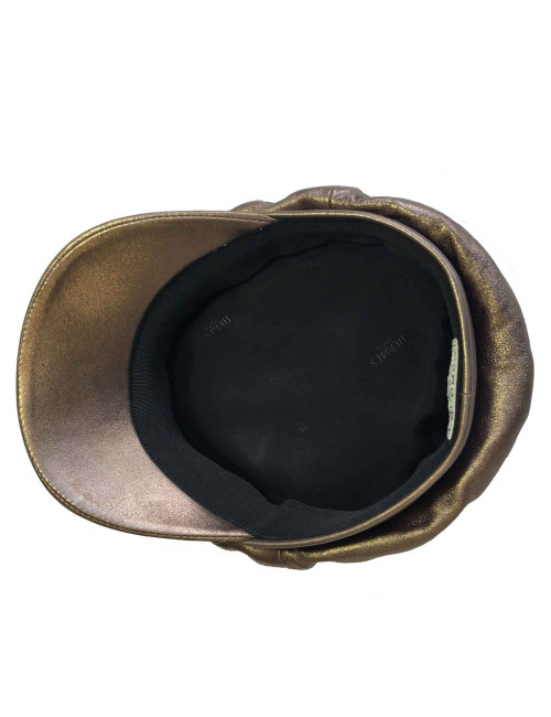 Casquette HERMES T 58 cuir doré bronze
