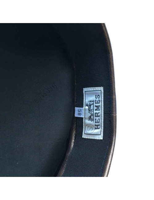 Casquette HERMES T 58 cuir doré bronze
