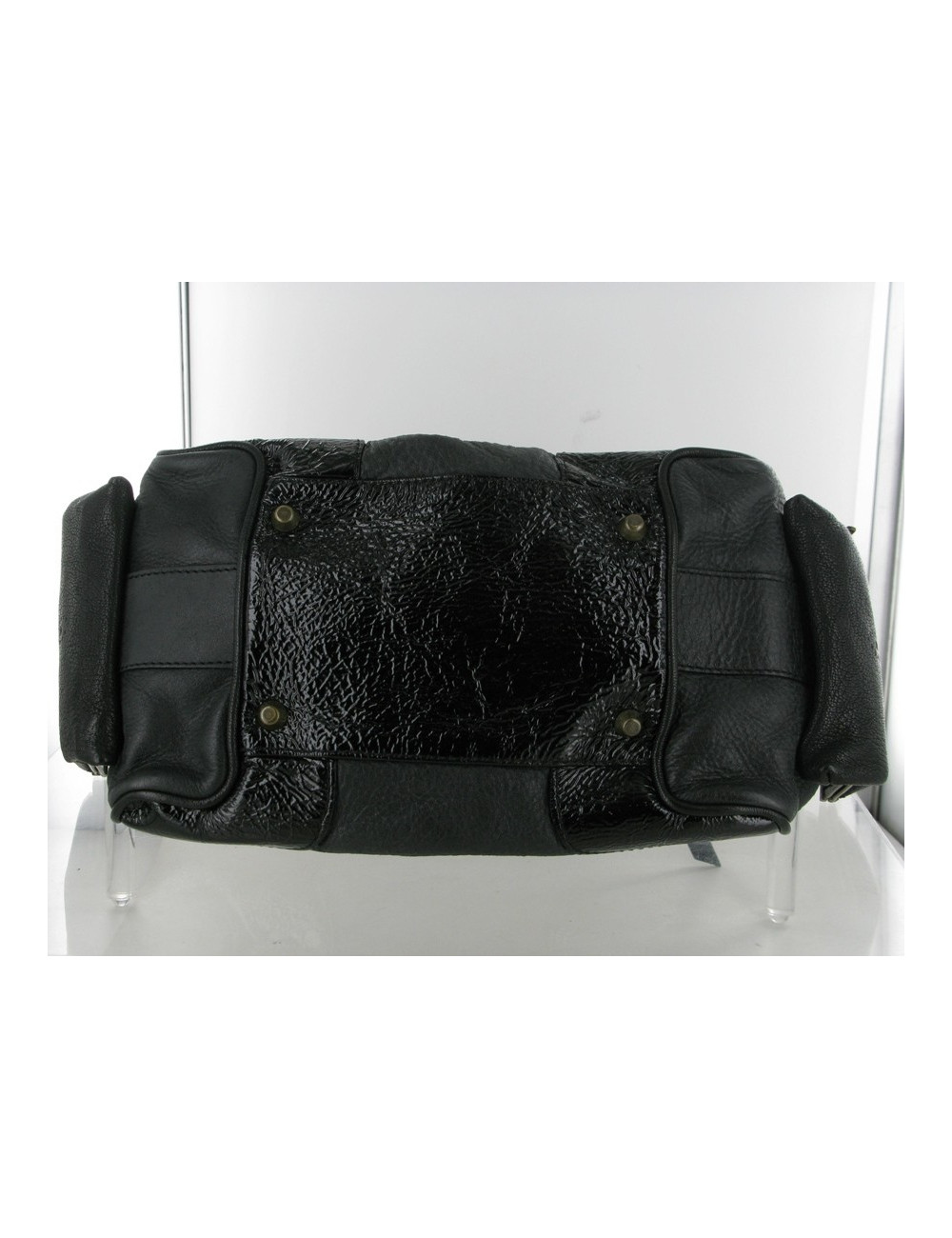 Sac BARBARA BUI en cuir et cuir vernis noir