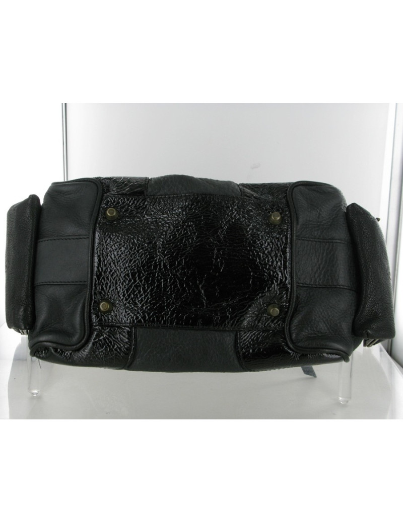 Sac BARBARA BUI en cuir et cuir vernis noir