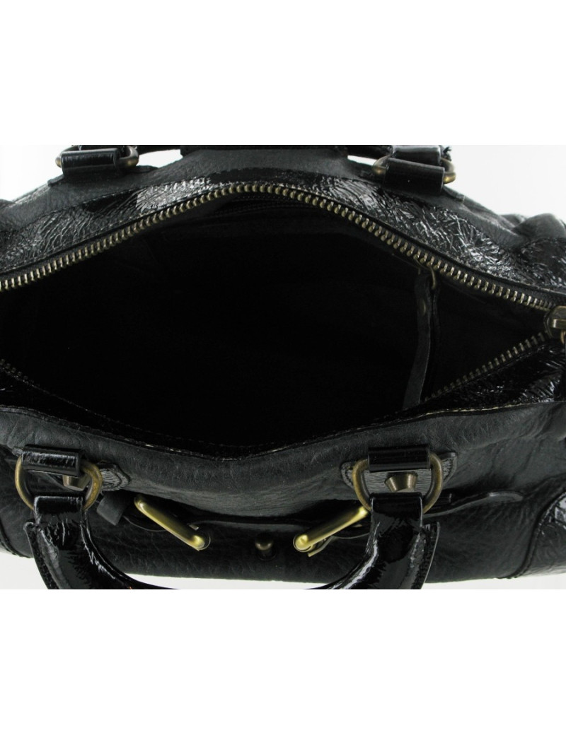 Sac BARBARA BUI en cuir et cuir vernis noir