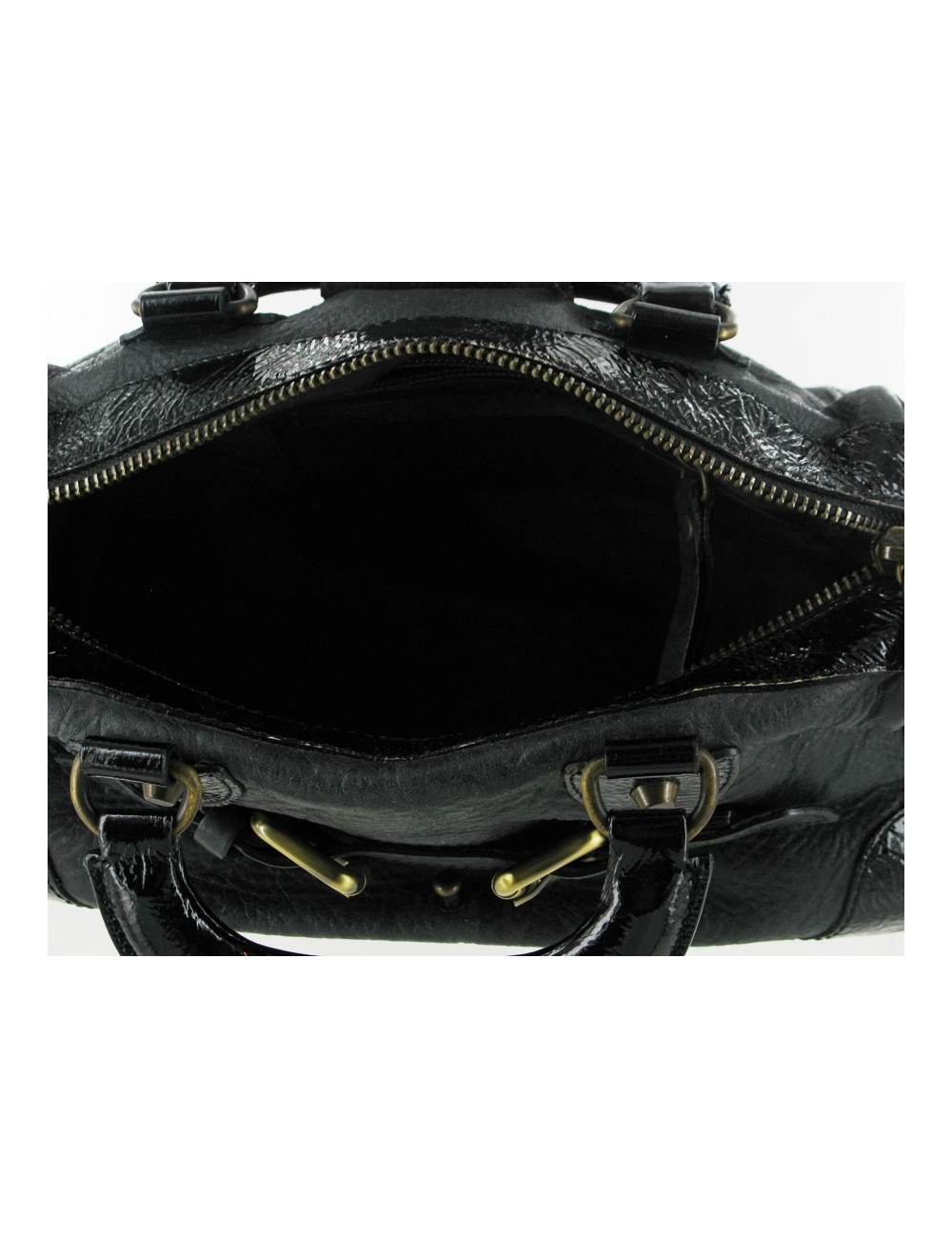 Sac BARBARA BUI en cuir et cuir vernis noir