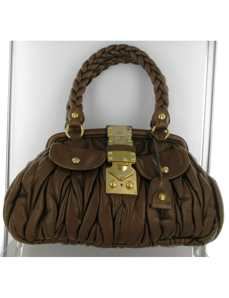 Sac MIU MIU en cuir matelassé marron