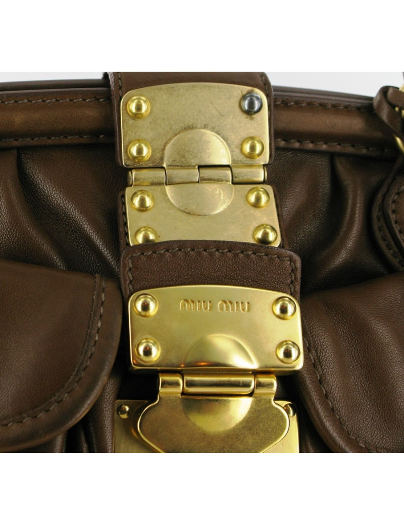 Sac MIU MIU en cuir matelassé marron