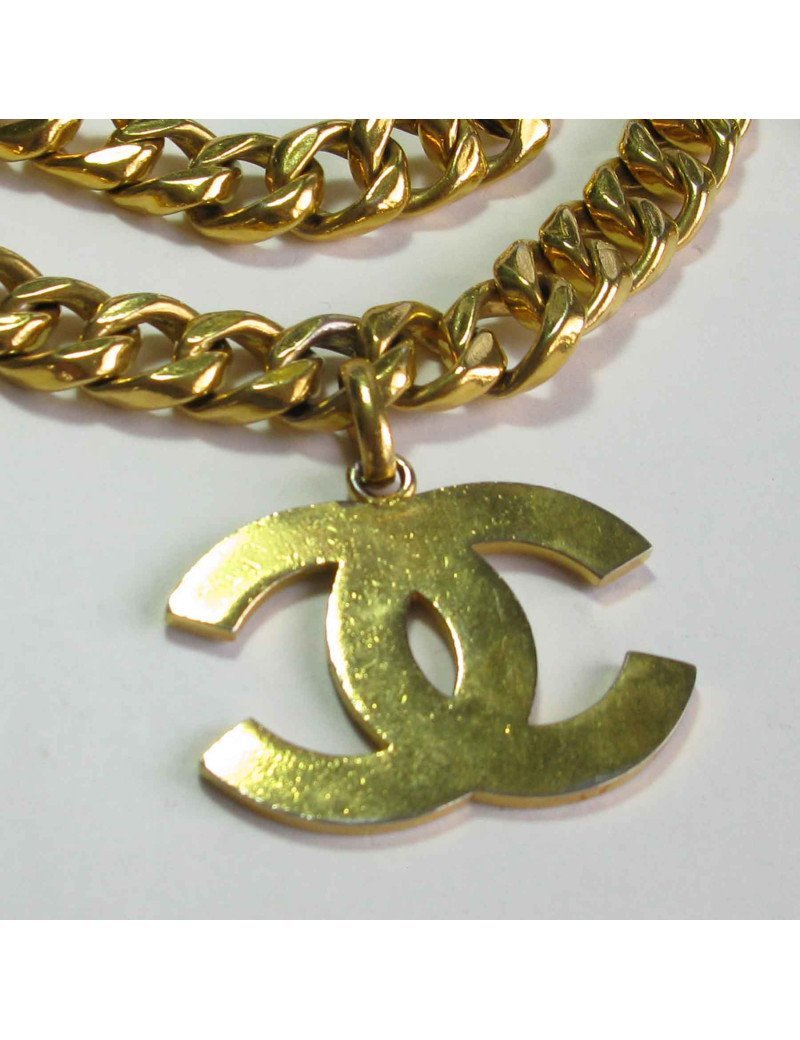 Ceinture sautoir CHANEL vintage en métal doré