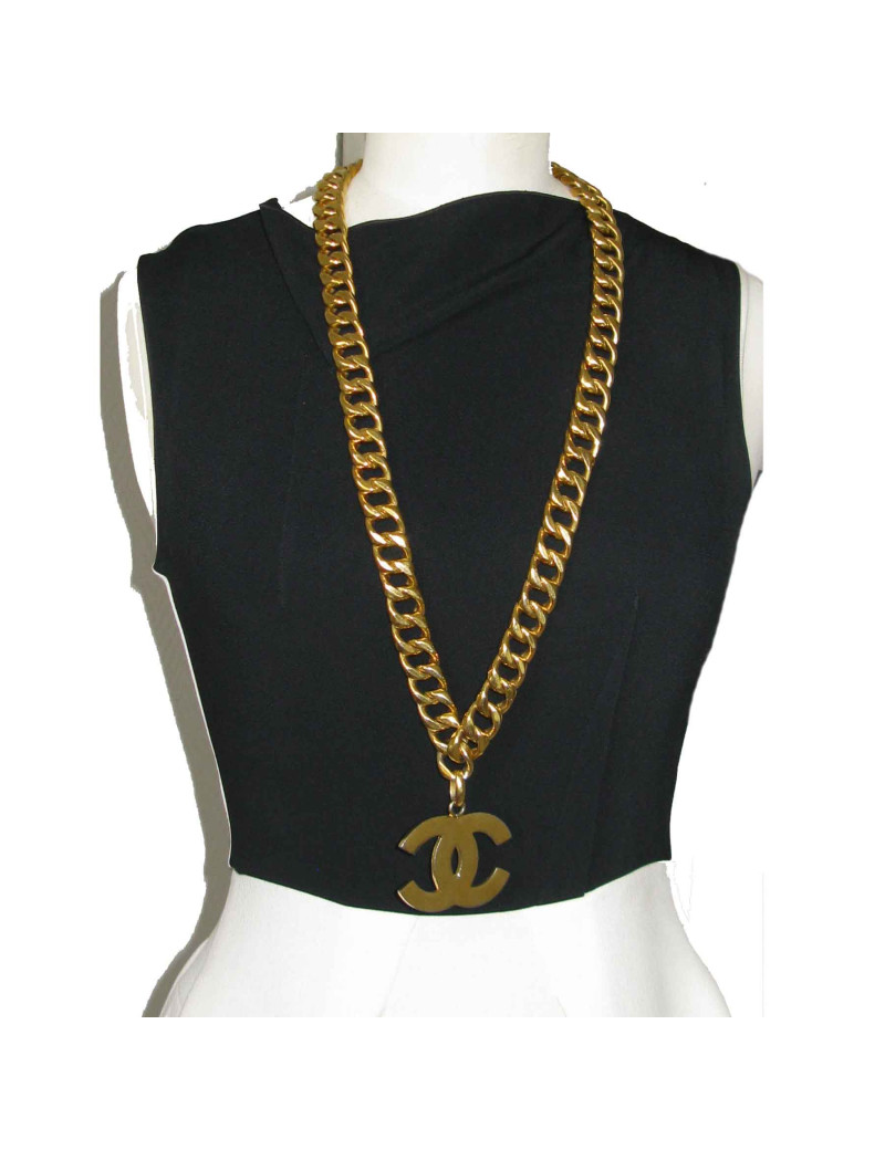 Ceinture sautoir CHANEL vintage en métal doré