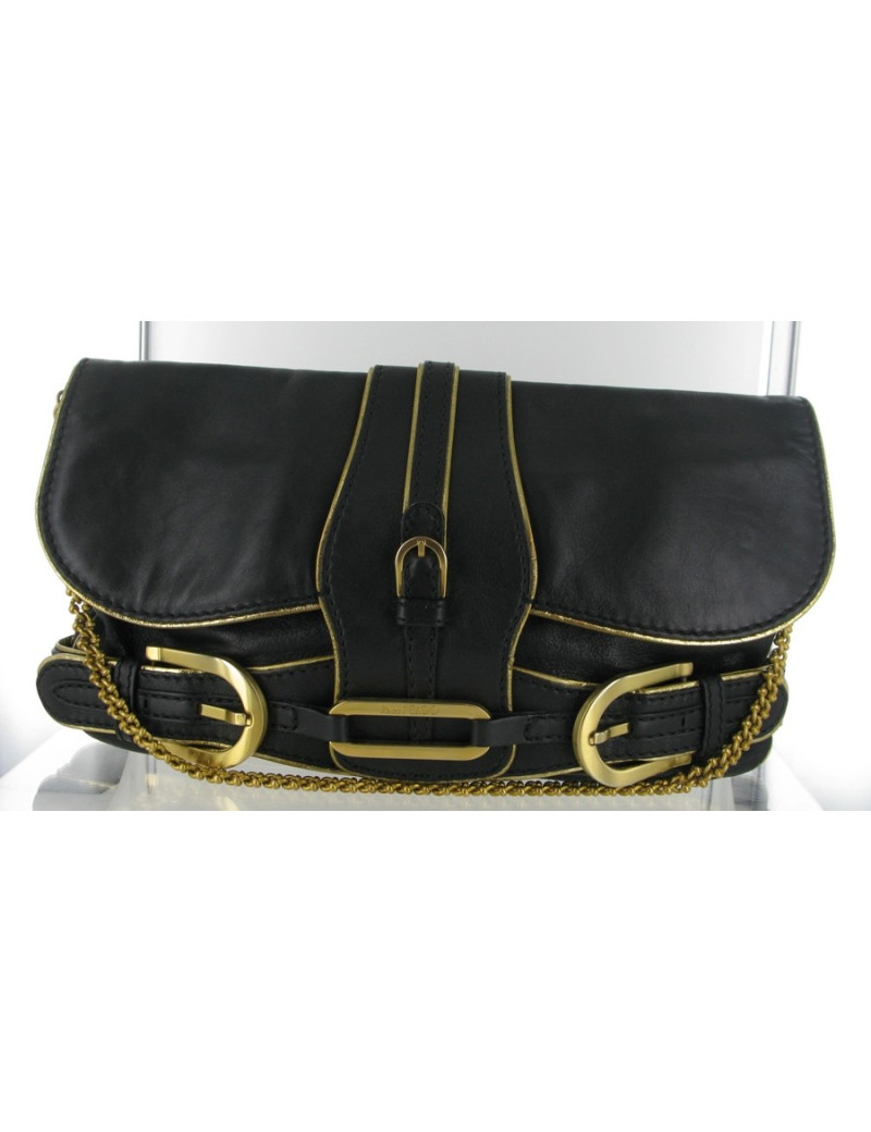 Sac pochette JIMMY CHOO en cuir noir