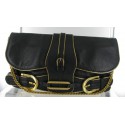 JIMMY CHOO black leather pouch bag
