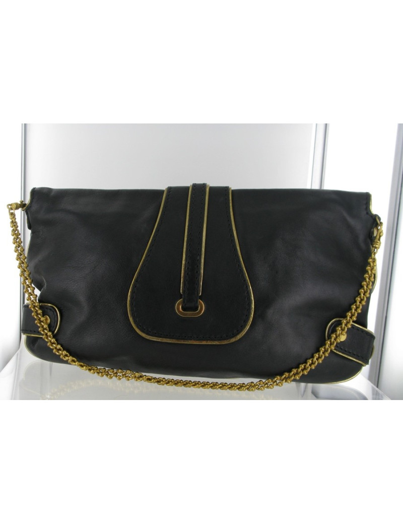 Sac pochette JIMMY CHOO en cuir noir