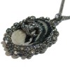 CHANEL pendant necklace in silver plated metal and feather