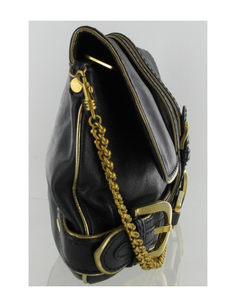 Sac pochette JIMMY CHOO en cuir noir