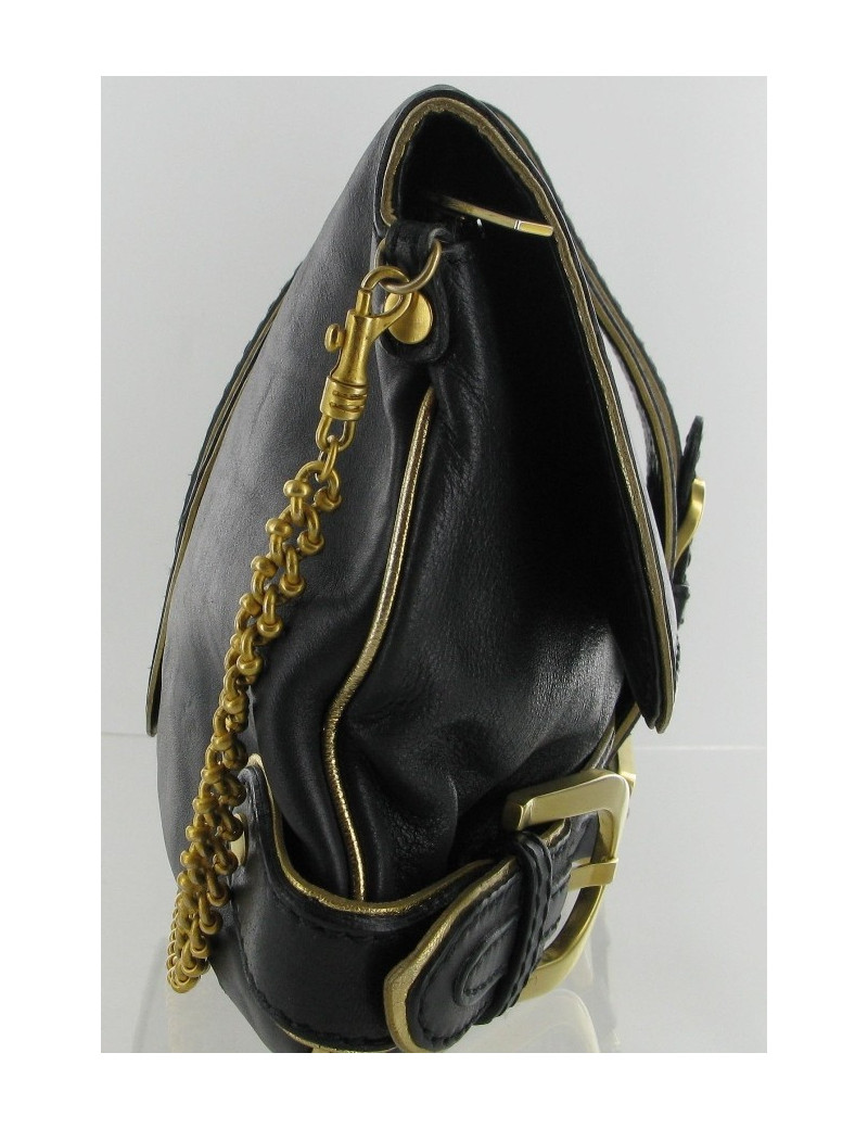 Sac pochette JIMMY CHOO en cuir noir