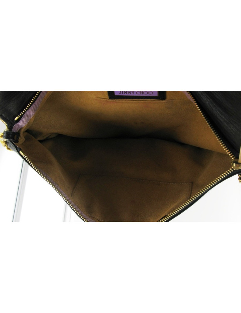 Sac pochette JIMMY CHOO en cuir noir
