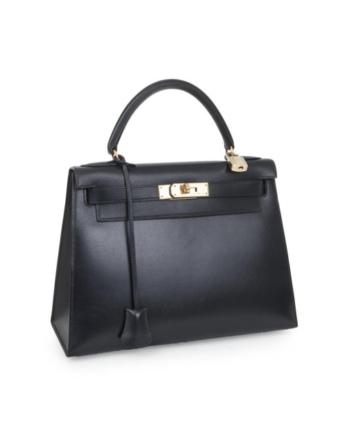 Kelly 28 HERMES sellier bleu nuit avec bandoulière