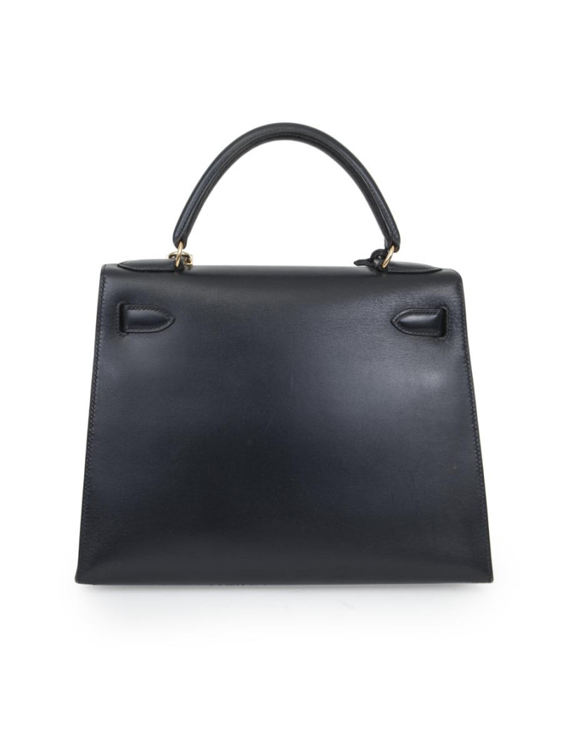 Kelly 28 HERMES sellier bleu nuit avec bandoulière